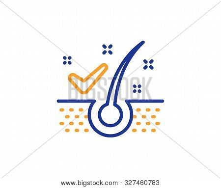 Dandruff Shampoo Sign. Anti-dandruff Flakes Line Icon. Clean Hair Symbol. Colorful Outline Concept. 