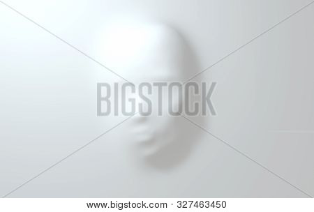 Beautiful Face Pressing Through Elastic Fabric. Hidden Woman's Face Background 3D Render. Mysterious
