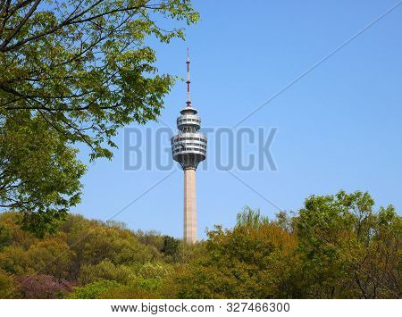 Daegu, South Korea - 6 April, 2019 : Daegu Tower At Duryu Park Is A Landmark Of Daegu City, South Ko