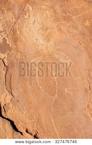 Detail Of The Prehistoric Rock Paintings Of The San People In Western Namibia, Near Twyfelfontein.