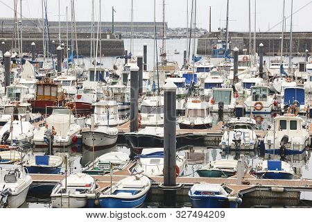 Spanish Traditional Fishing Harbor Village Of Mutriku, Basque Country. Spain