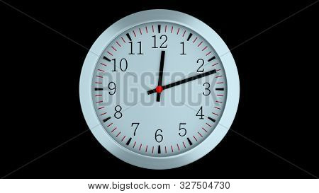 3d Simple Clock With Hour, Second And Minute Arrows Is In Space, Computer Generated Modern Business 