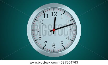 3d Simple Clock With Hour, Second And Minute Arrows Is In Space, Computer Generated Modern Business 