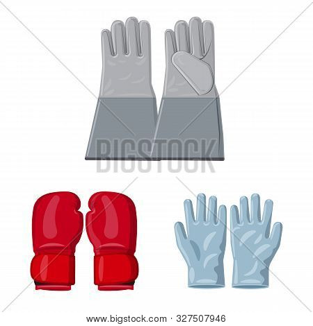 Vector Design Of Glove And Winter Logo. Collection Of Glove And Equipment Stock Symbol For Web.