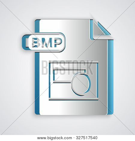 Paper Cut Bmp File Document. Download Bmp Button Icon Isolated On Grey Background. Bmp File Symbol. 