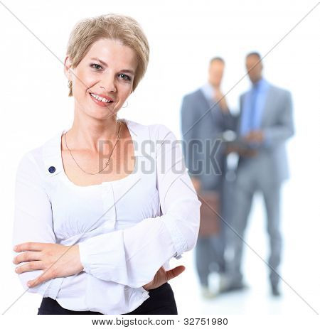 Ung smilende business kvinder og businessme