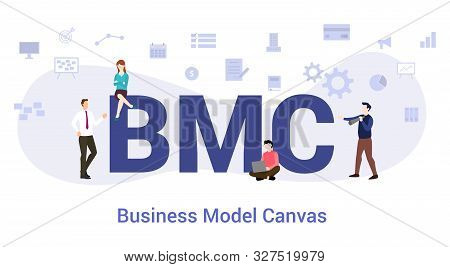 Bmc Business Model Canvas Concept With Big Word Or Text And Team People With Modern Flat Style - Vec