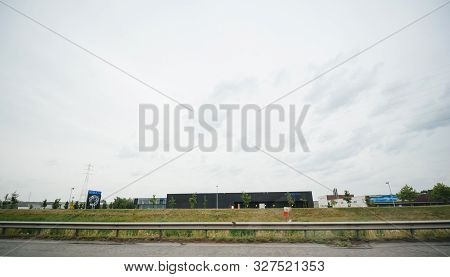 Moorsele Wevelgem, Belgium - Jul 14, 2011: View Fo The Large Factory Building Of Delta Light Led And