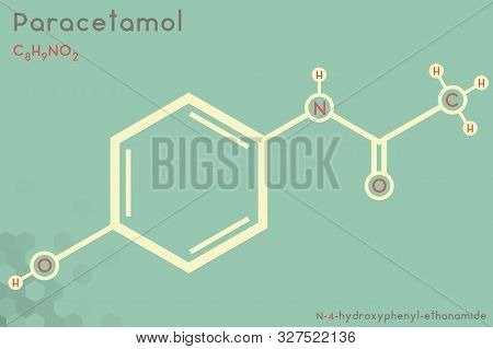 Large And Detailed Infographic Of The Molecule Of Paracetamol.