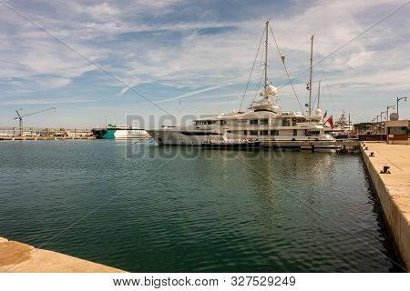 Denia, Valenciana, Spain - Sept 23 2019 : Streets Of Denia With Tourists Wandering Around.