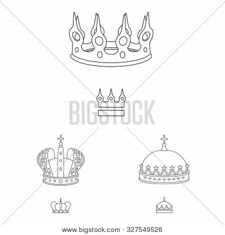 Vector Design Of Queen And Heraldic Logo. Set Of Queen And Vip Stock Symbol For Web.