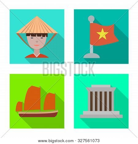 Vector Design Of Vietnam And Traditional Icon. Set Of Vietnam And Culture Vector Icon For Stock.