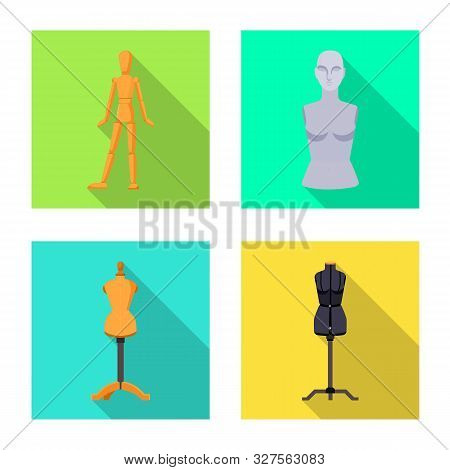 Isolated Object Of Mannequin And Fashion Sign. Collection Of Mannequin And Atelier Vector Icon For S