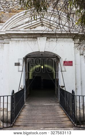 Gibraltar, Uk - July 27th 2019: Landport Bridge And Tunnel Of Gibraltar. British Overseas Territory