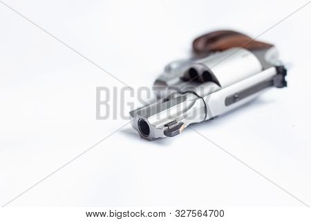 .357 .44 Magnum Conceal Revolver Gun On White Bckground, Crime Concept