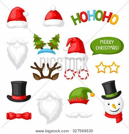 Merry Christmas Photo Booth Props. Accessories For Festival And Party.