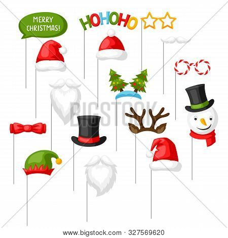 Merry Christmas Photo Booth Props. Accessories For Festival And Party.