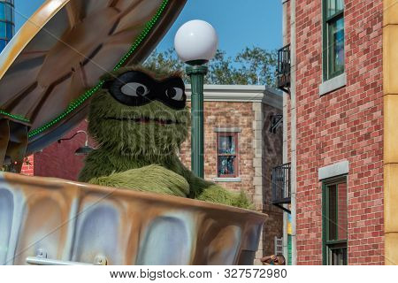 Orlando, Florida. October 5, 2019. Oscar The Grouch In Sesame Street Party Parade At Seaworld 30