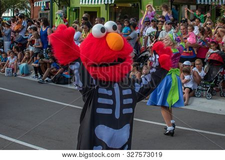 Orlando, Florida. October 5, 2019. Elmo Dancing In Sesame Street Party Parade At Seaworld 73