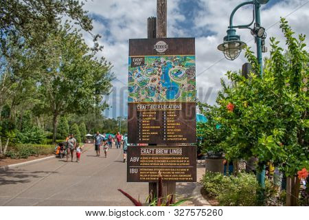 Orlando, Florida. September 21, 2019.  Craf Beer Locations Sign At Seaworld 27