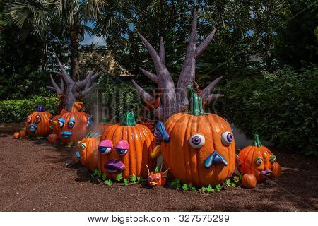 Orlando, Florida. September 21, 2019. Halloween Decorations At Seaworld 99