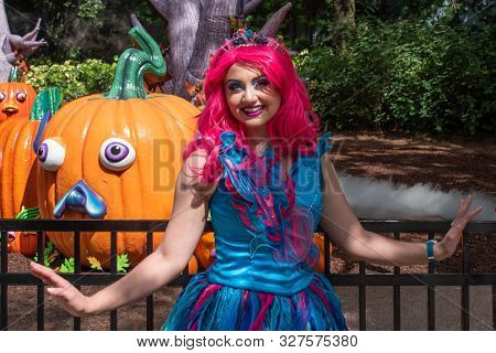Orlando, Florida. September 21, 2019. Nice Woman Character In Halloween Spooktacular At Seaworld 96
