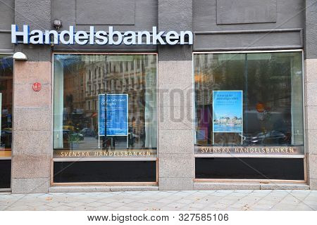 Stockholm, Sweden - August 22, 2018: Handelsbanken Bank Branch In Stockholm, Sweden. It Is One Of La