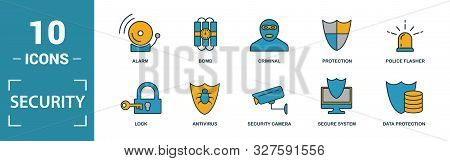 Security Icon Set. Include Creative Elements Security Camera, Deffense, Lock, Protection, Data Prote