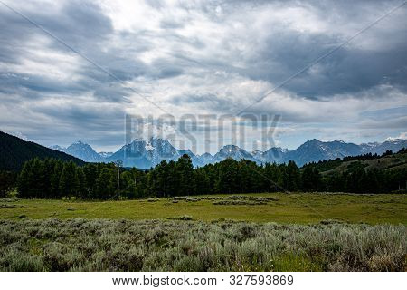 Grand Teton Mountain Range From A Viewpoint