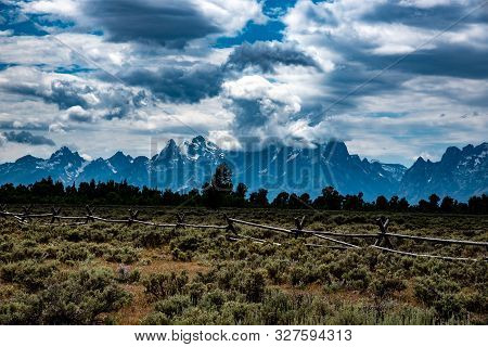 Grand Teton Mountain Range From A Viewpoint