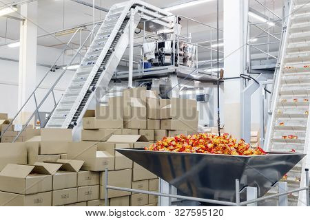 Perm, Russia - October 08, 2019: Packaging Workshop Of The Permskaya Confectionery Factory With Prep