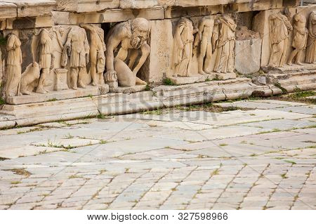 Detail Of The Reliefs Which Decorete The Theatre Of Dionysus Eleuthereus The Major Theatre In Athens