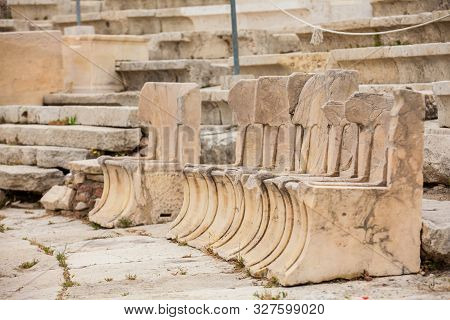 Detail Of The Seating At The Theatre Of Dionysus Eleuthereus The Major Theatre In Athens And Conside
