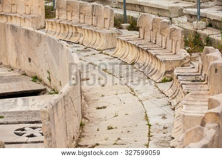 Detail Of The Seating At The Theatre Of Dionysus Eleuthereus The Major Theatre In Athens And Conside