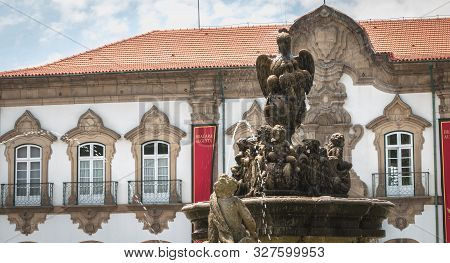 Braga, Portugal - May 23, 2018: View Of Braga Town Hall Decorated For Braga Romana City Day On A Spr