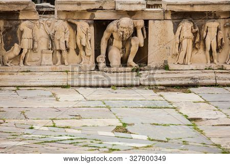 Detail Of The Reliefs Which Decorete The Theatre Of Dionysus Eleuthereus The Major Theatre In Athens