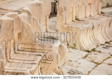 Detail Of The Seating At The Theatre Of Dionysus Eleuthereus The Major Theatre In Athens And Conside