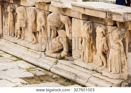 Detail Of The Reliefs Which Decorete The Theatre Of Dionysus Eleuthereus The Major Theatre In Athens