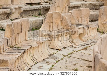 Detail Of The Seating At The Theatre Of Dionysus Eleuthereus The Major Theatre In Athens And Conside