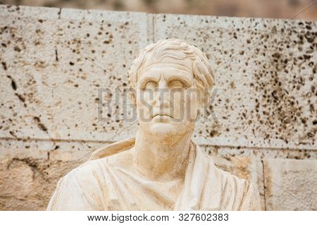 The Statue Of The Dramatist Menander At The Theatre Of Dionysus Eleuthereus The Major Theatre In Ath