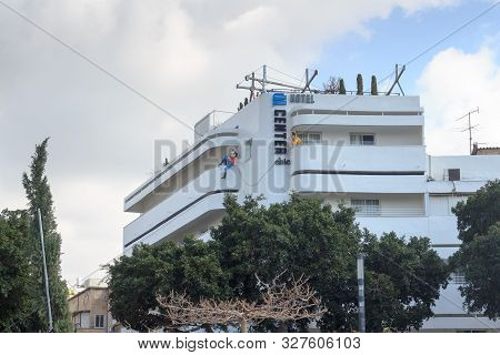 Tel Aviv, Israel - March 17, 2019: Bauhaus Architecture Building At Dizengoff Square. Tel Aviv Has T
