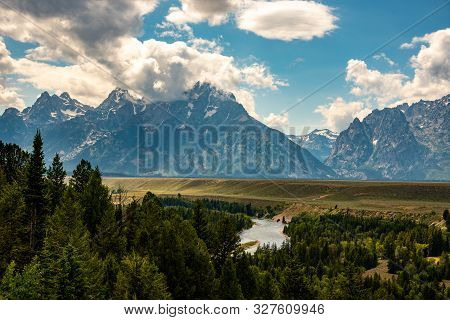 Grand Teton Mountain Range From A Viewpoint