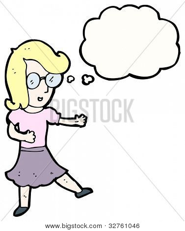 Cartoon Mädchen in Brillen tanzen