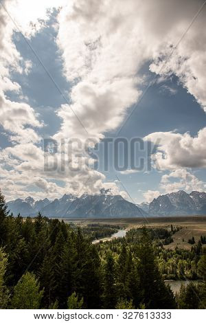 Grand Teton Mountain Range From A Viewpoint