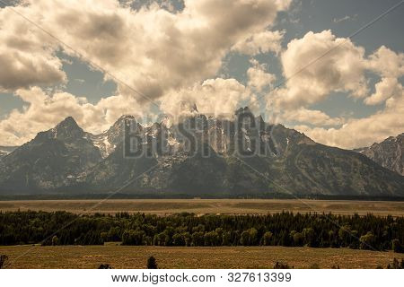 Grand Teton Mountain Range From A Viewpoint