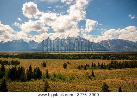 Grand Teton Mountain Range From A Viewpoint