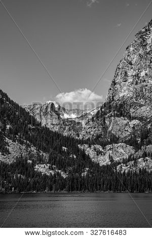 Glacier Between Peaks Of The Grand Tetons
