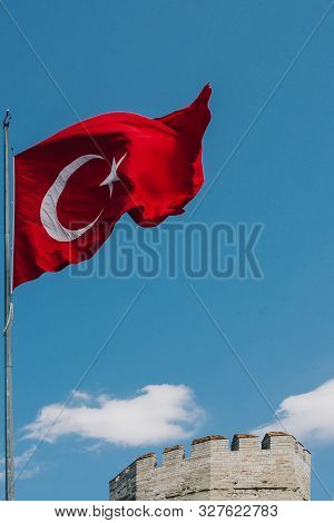 The Ancient City Walls Of Constantinople In Istanbul, Turkey