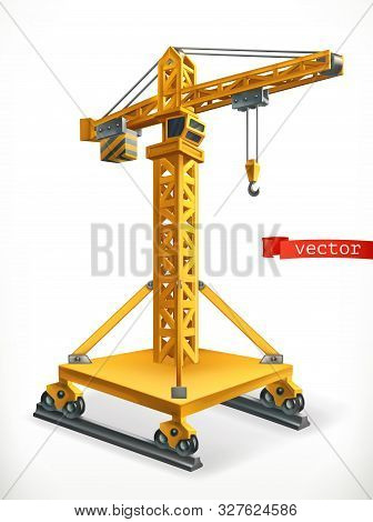 Jib Type Crane. 3d Vector Icon On White Background