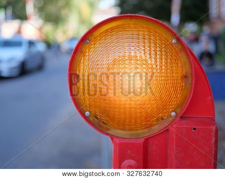Construction Site Shut-off With A Construction Site Warning Light.
